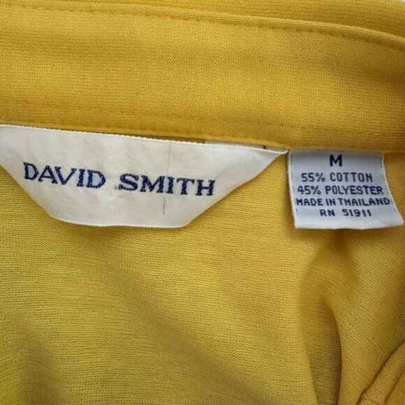 Vintage David Smith Sunshine Yellow Sun Ray Stitching Polo Top Medium - Picture 16 of 16